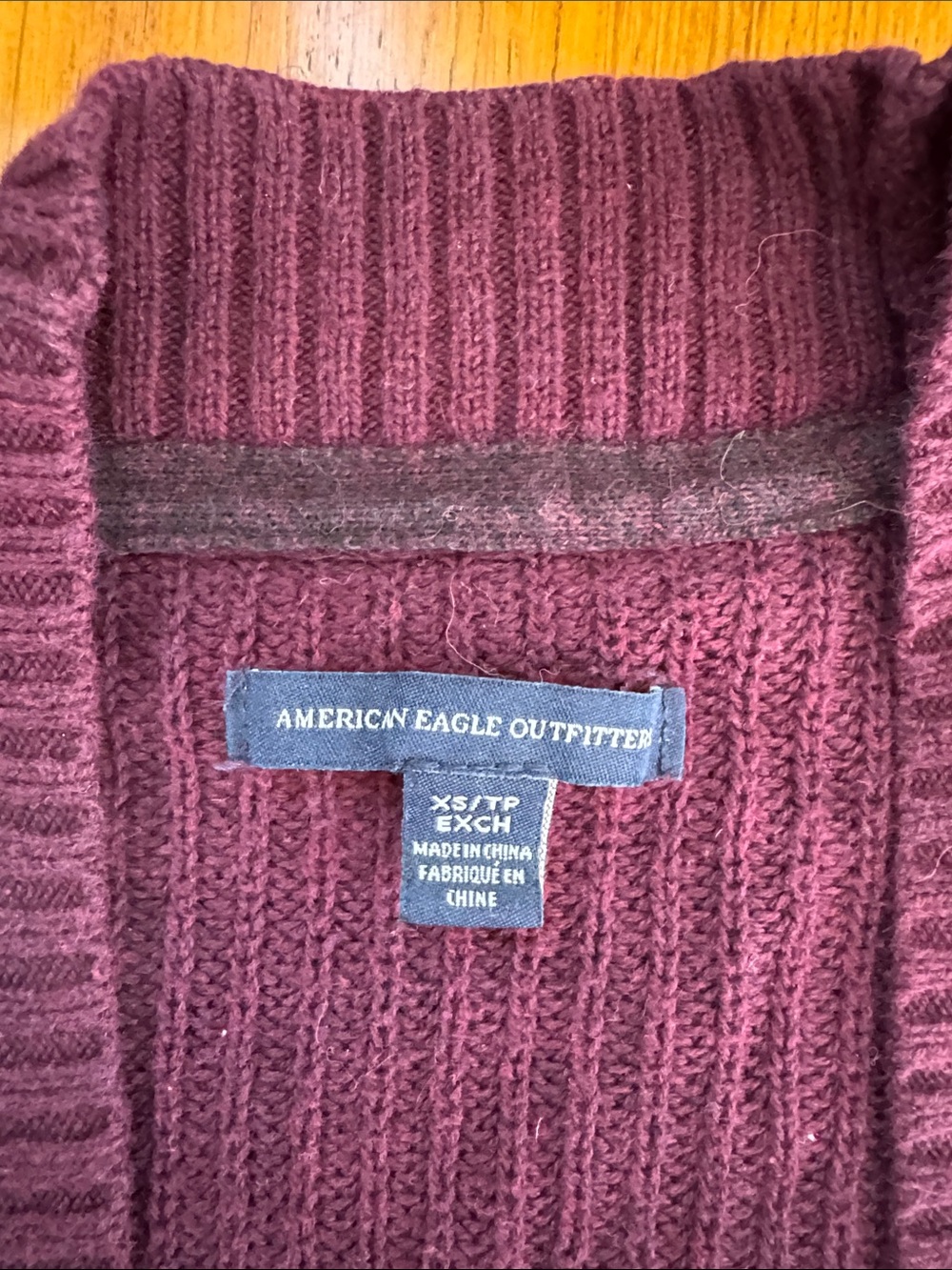 AE Deep Plum Open-Front Ribbed Cardigan - Picture 2 of 3